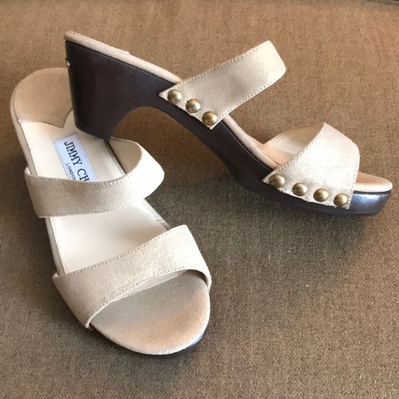Jimmy Choo Shoes - JIMMY CHOO GOLD METALLIC SLIP ON HEELS